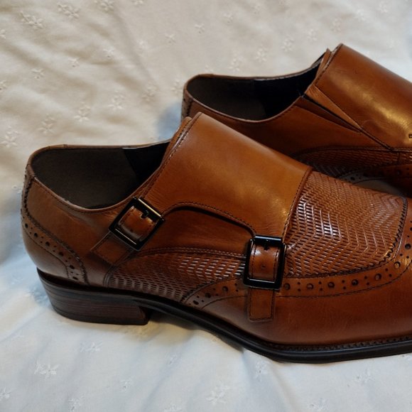 ? Stacy Adams || 12M Mabry Moc Toe Double Monk Strap Tan Buffalo Leather main image 5